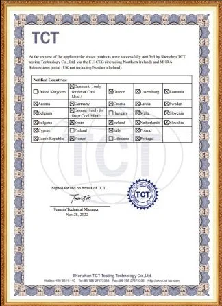 TCT Certification Document