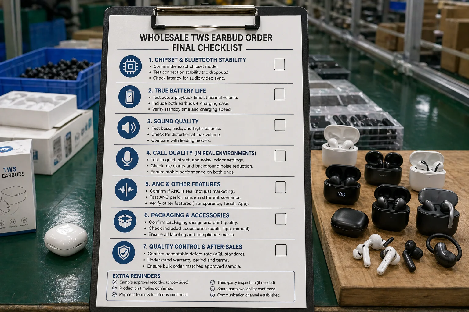 Wholesale TWS Earbud Checklist A checklist for wholesale TWS earbud orders