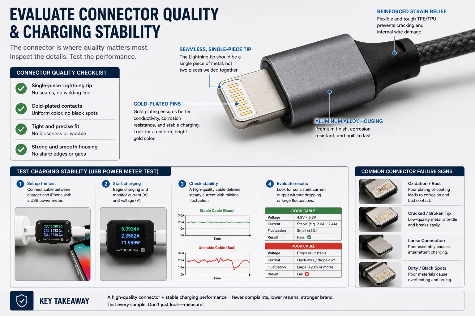 Close-up of a high-quality Lightning connector