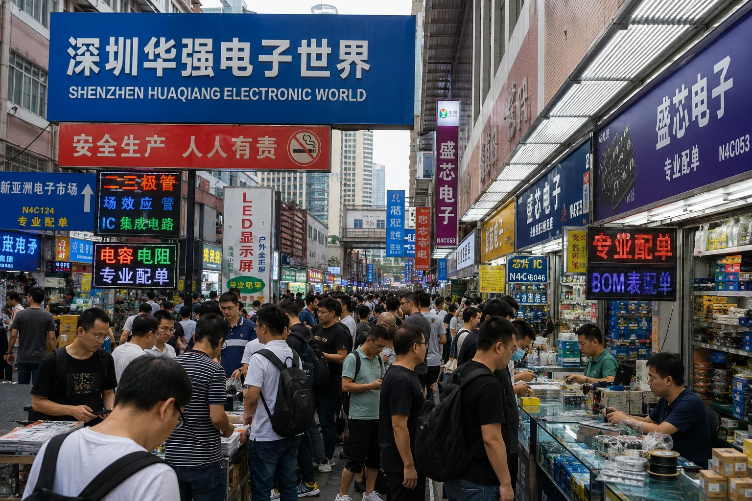 Shenzhen Electronics Market A busy electronics market in Shenzhen, China