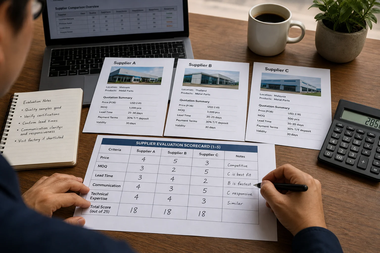 Comparing Chinese Suppliers A scorecard comparing different suppliers