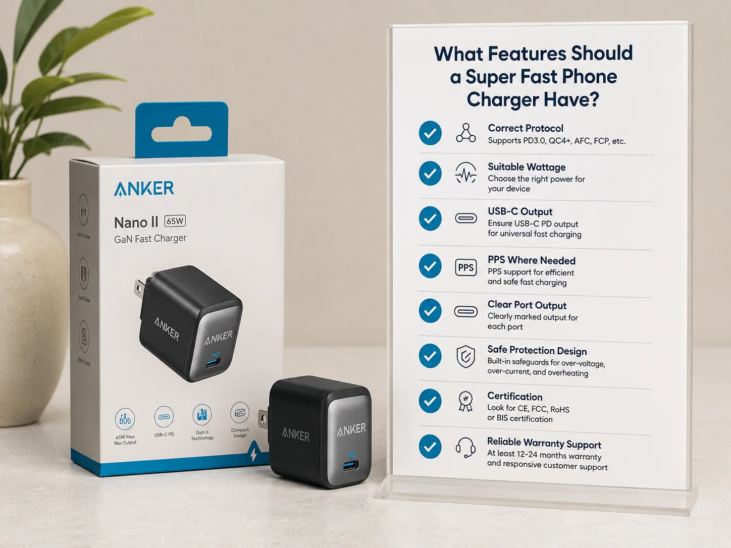 features of super fast phone charger