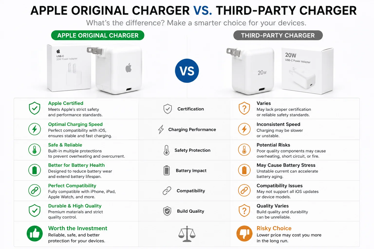 Apple original charger vs third party charger