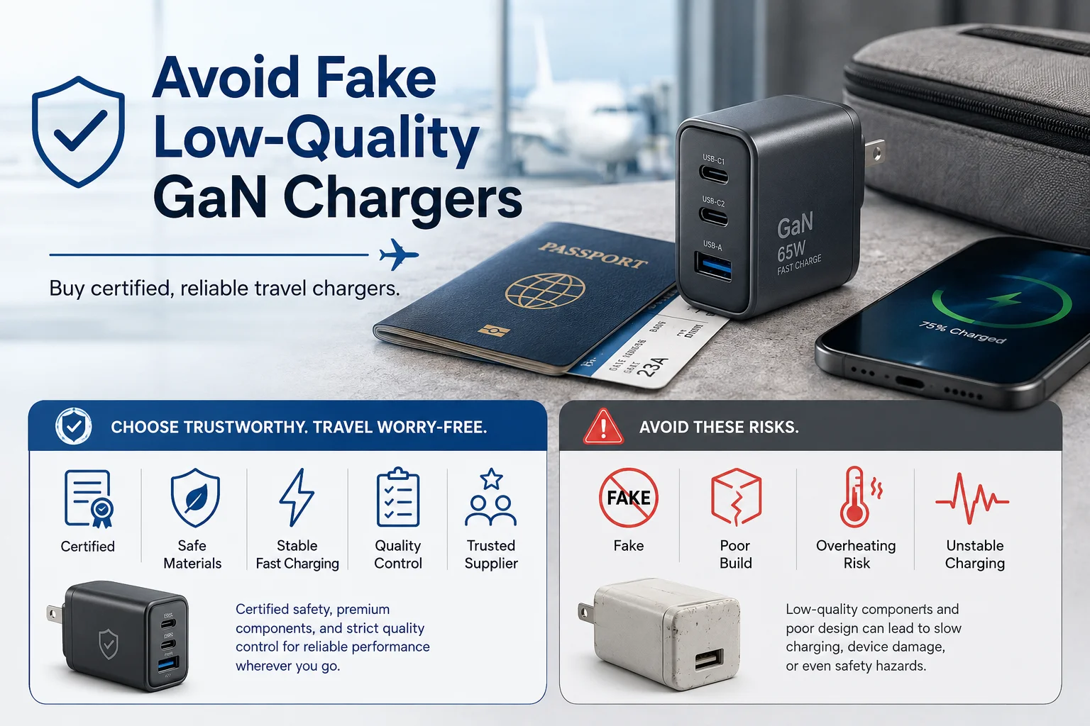 avoid fake low quality GaN charger GaN charger for travel