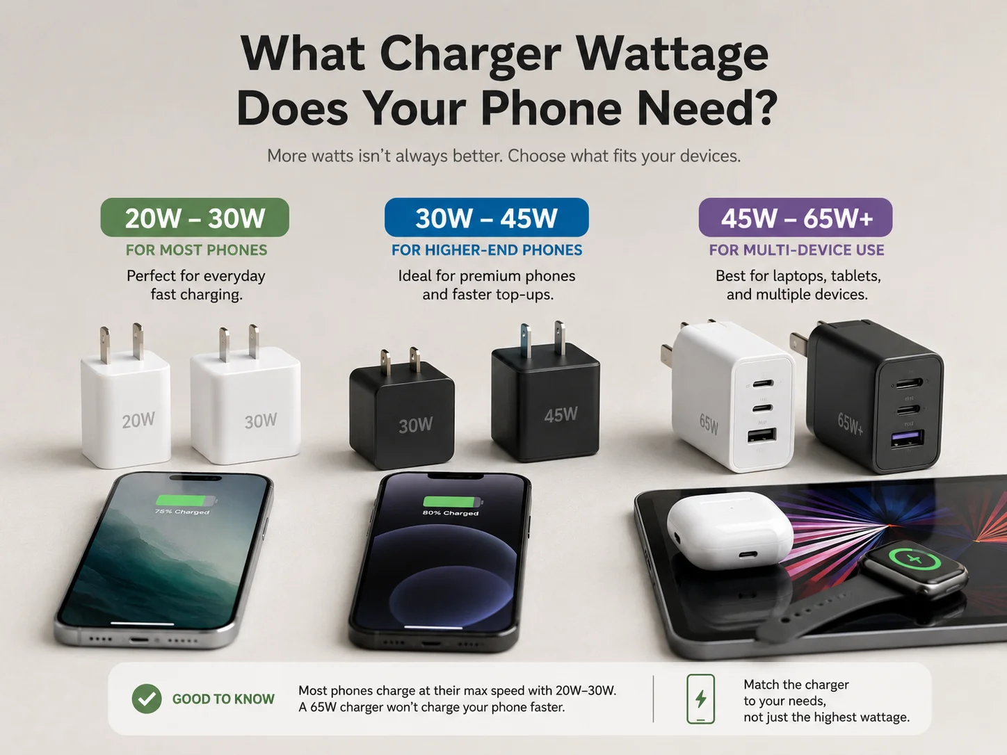 what charger wattage does your phone need