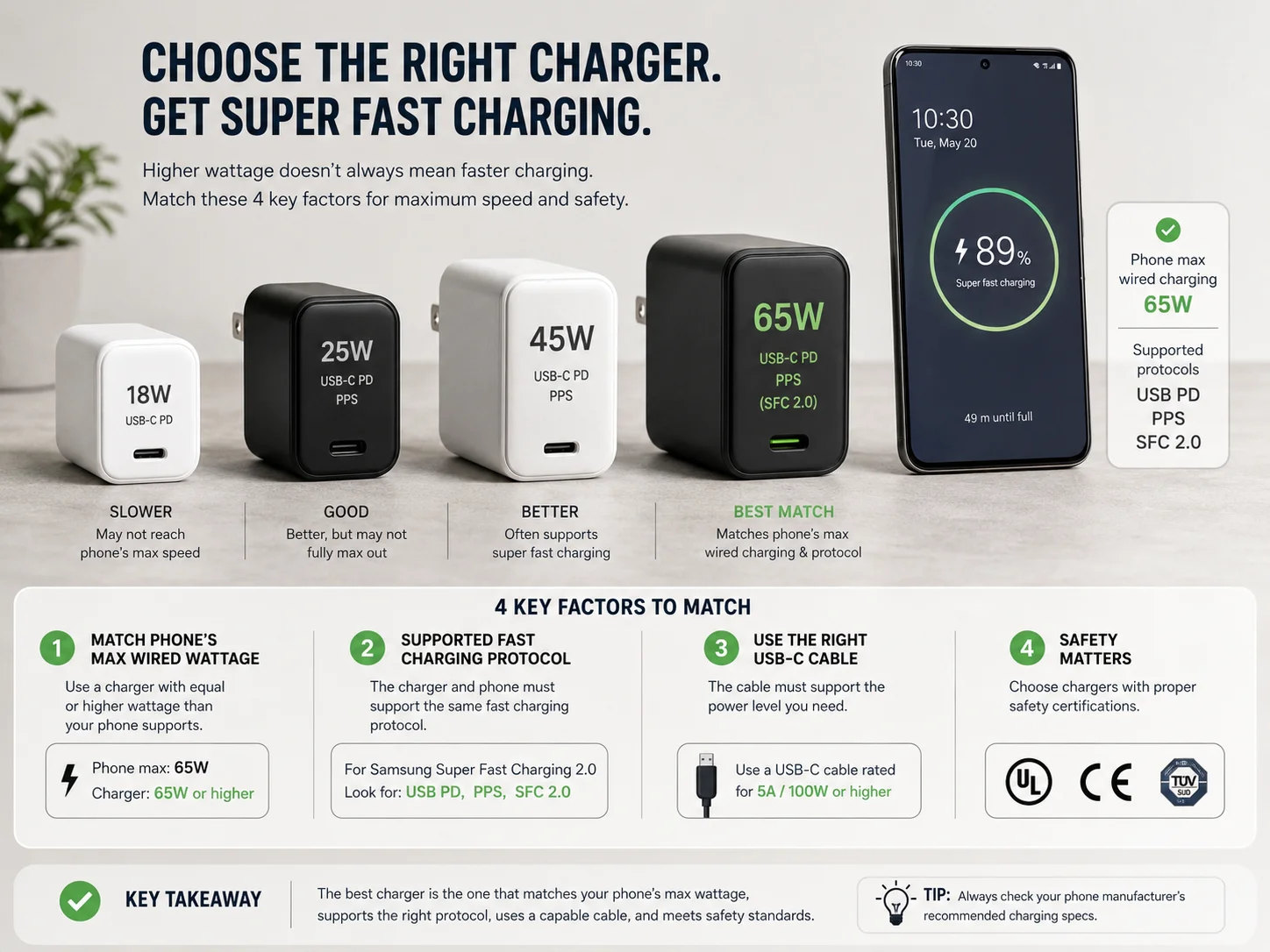super fast phone charger wattage protocol guide