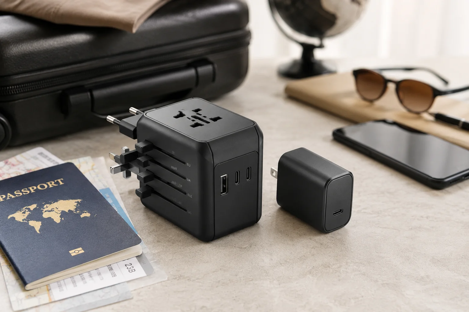 universal travel adapter with GaN charging universal travel adapter with GaN charging