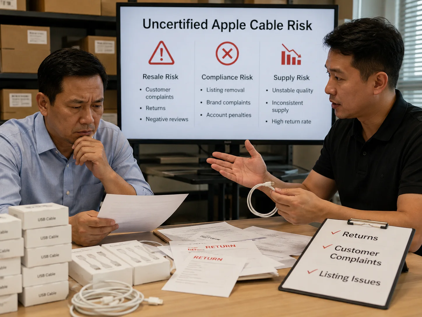 uncertified Apple cable wholesale risk
