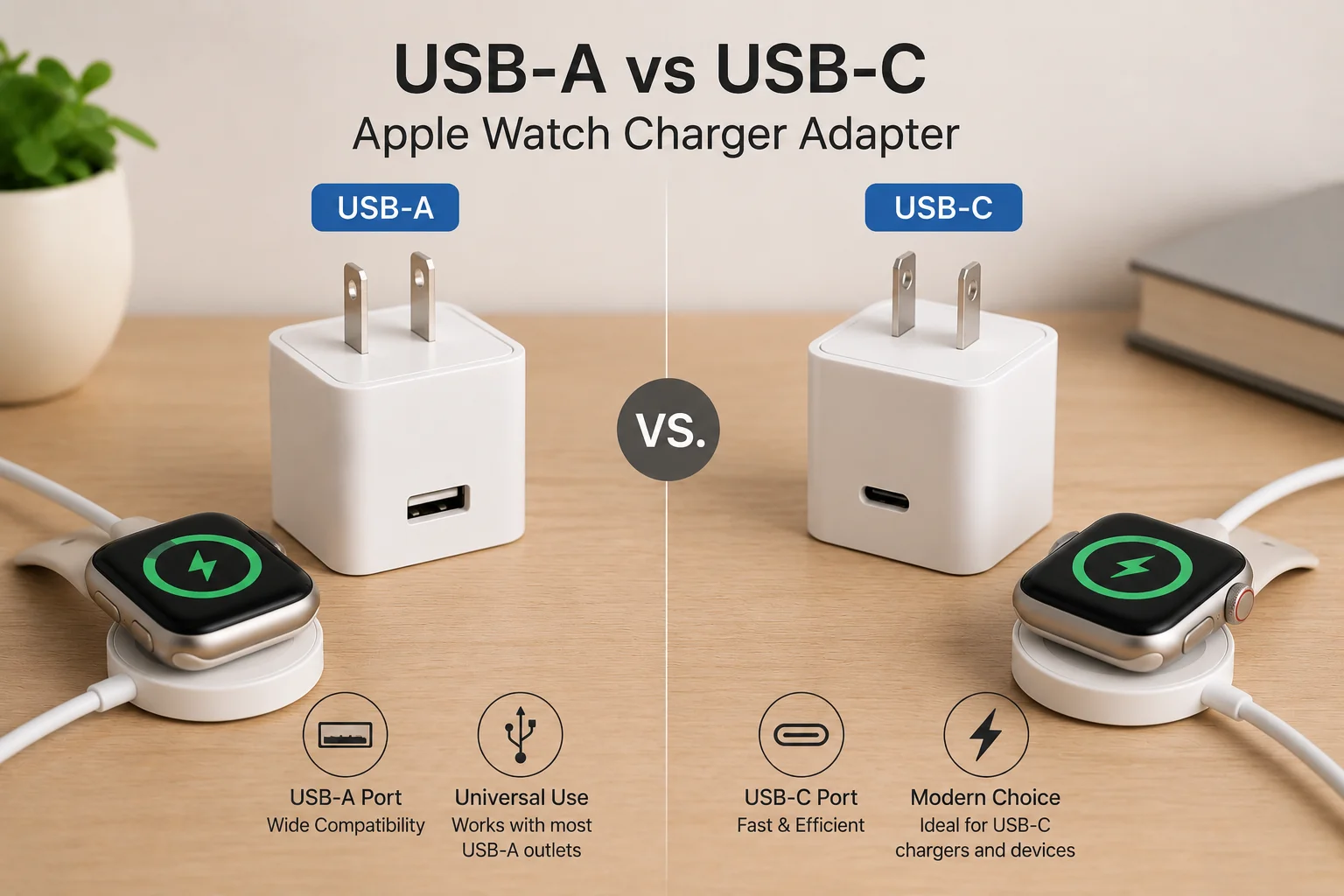 USB-A vs USB-C Apple Watch charger adapter USB-A vs USB-C Apple Watch charger adapter