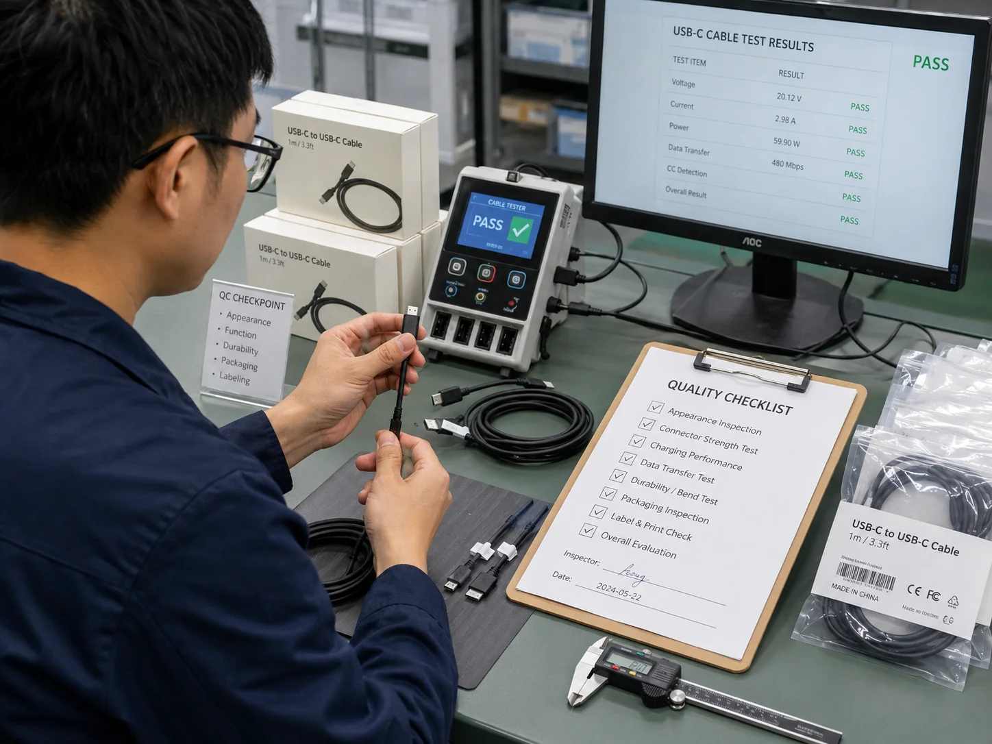 USB-C cable quality inspection