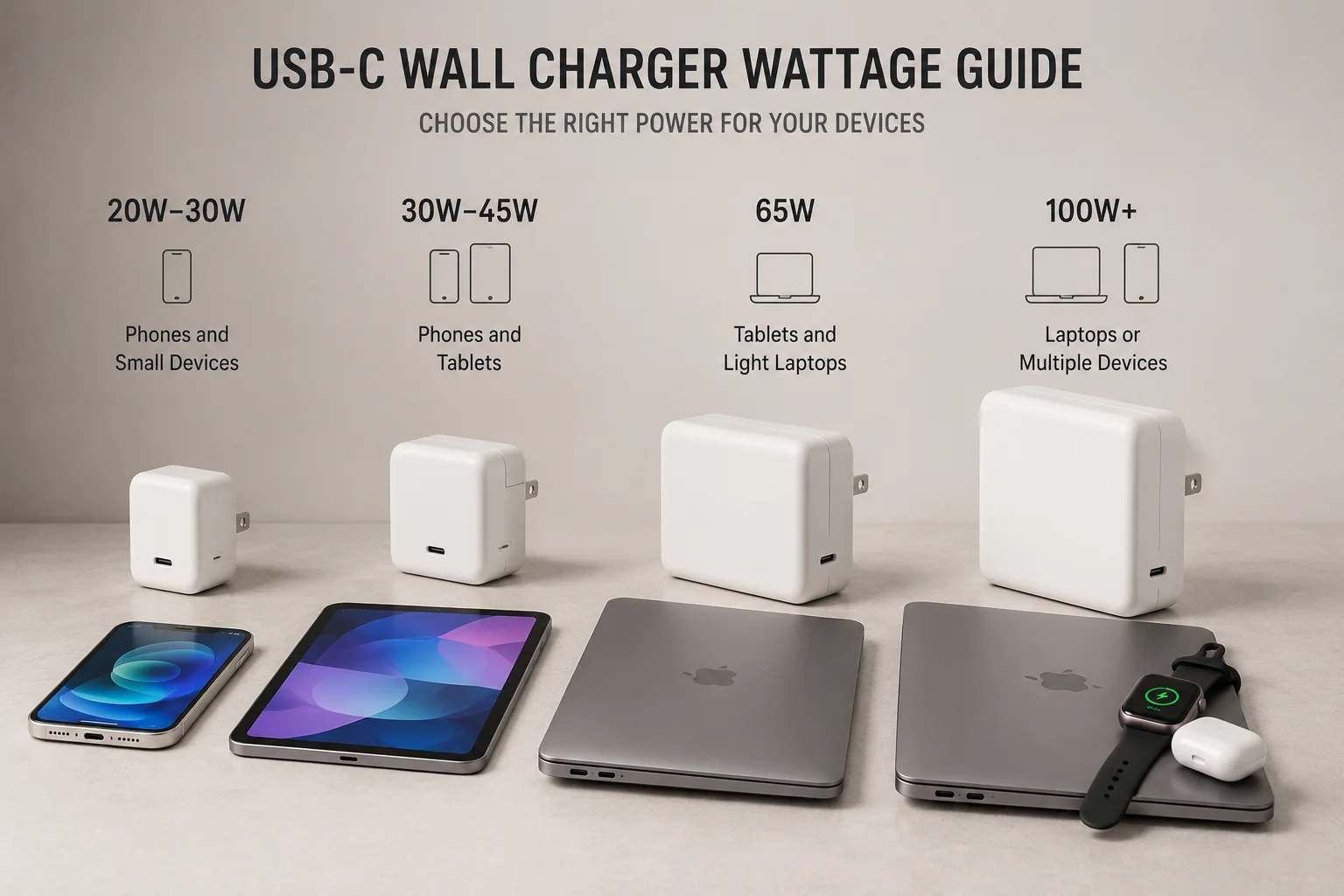 USB-C wall charger wattage guide