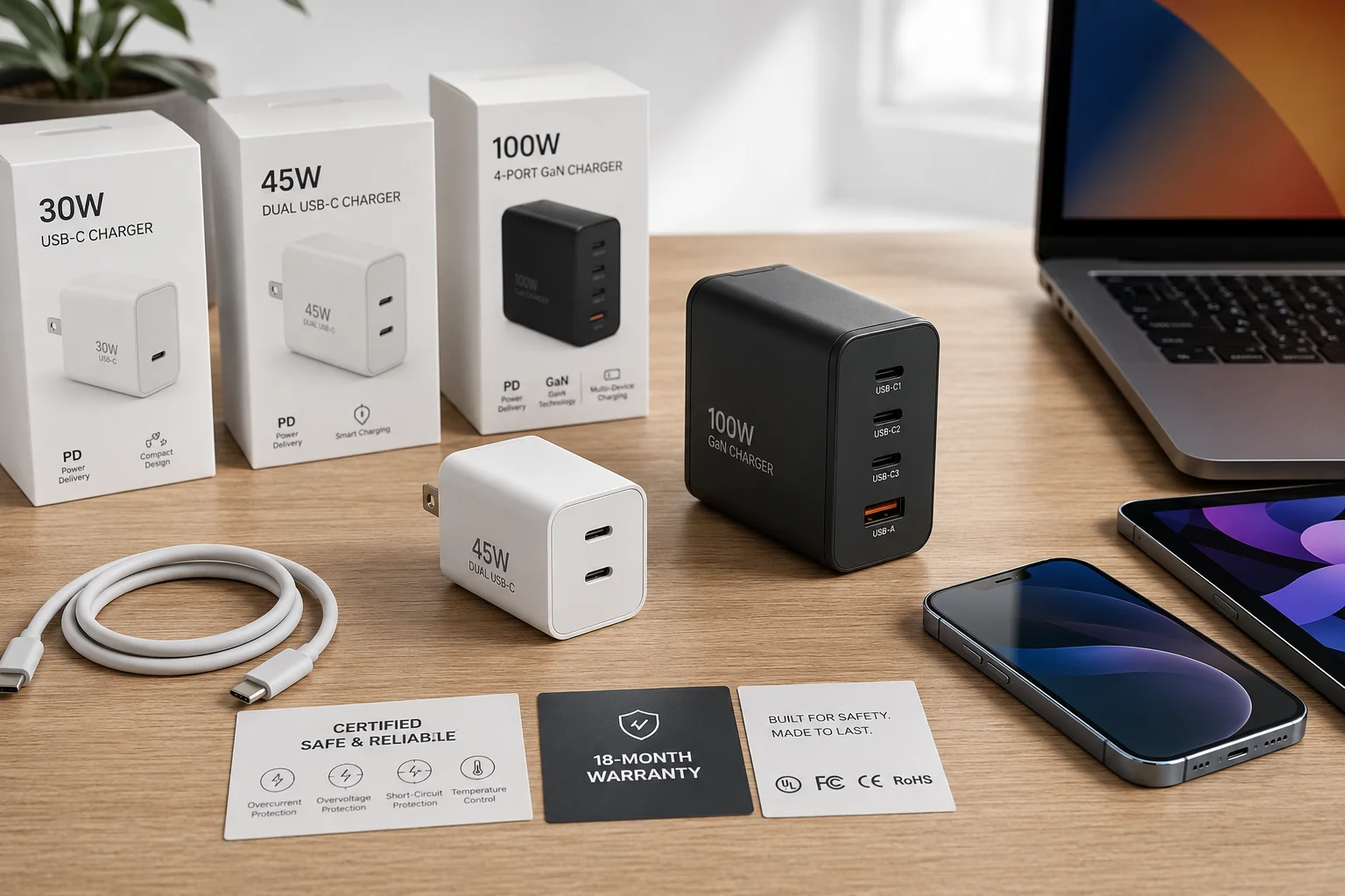 USB-C wall charger wattage ports fast charging