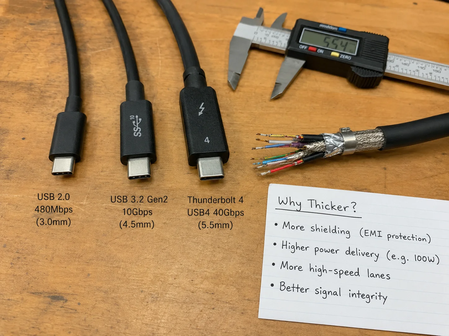 why USB4 Thunderbolt 4 cables are thicker