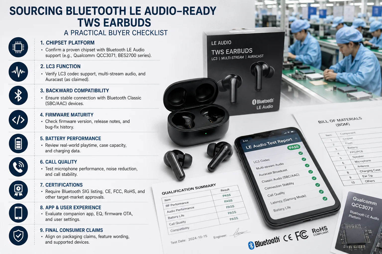 Sourcing Bluetooth LE Audio LC3 codec TWS earbuds from OEM manufacturer