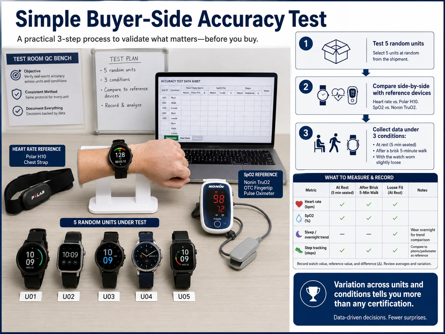 testing smartwatch health sensors with reference device