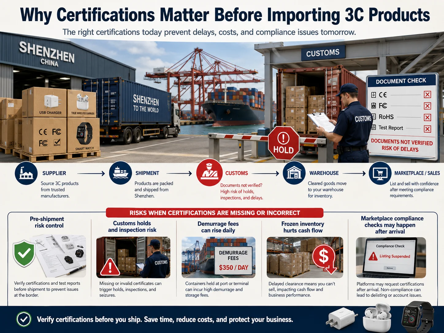 electronics certifications import risk control