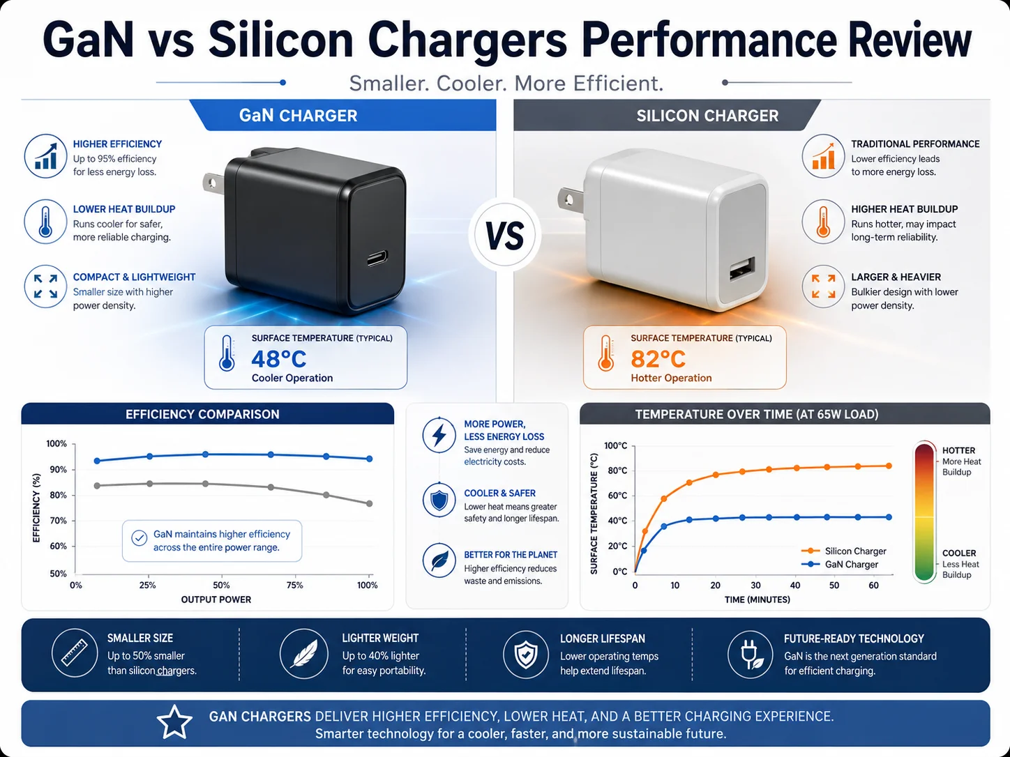 GaN vs silicon chargers thermal and efficiency review
