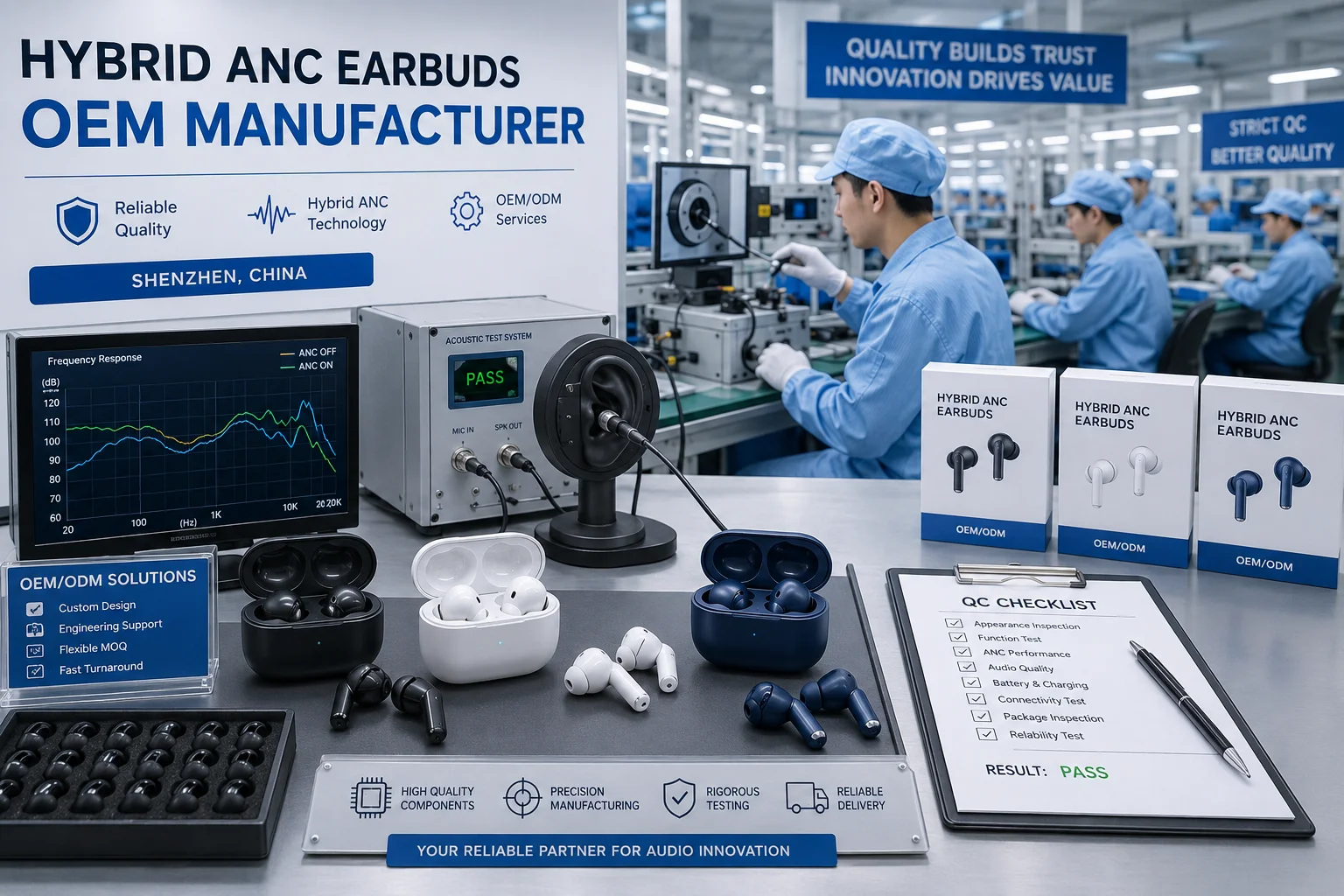 Hybrid ANC earbuds OEM supplier Reliable hybrid ANC earbuds OEM manufacturer in Shenzhen