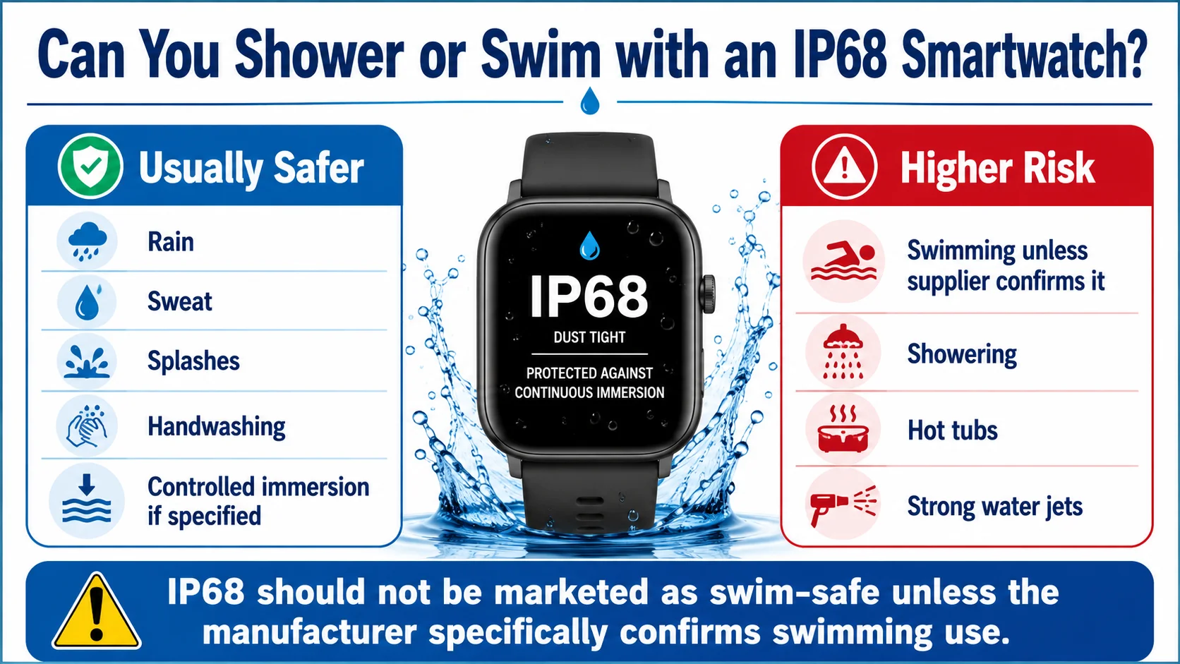 Can you swim or shower with an IP68 smartwatch