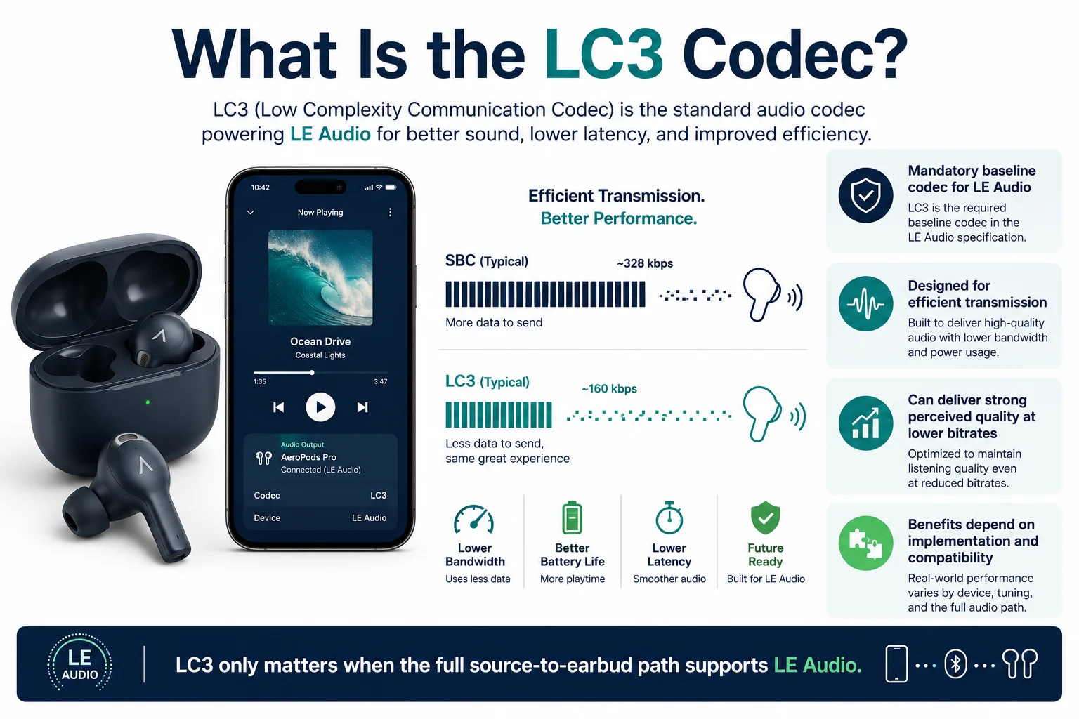 LC3 codec in Bluetooth LE Audio TWS earbuds