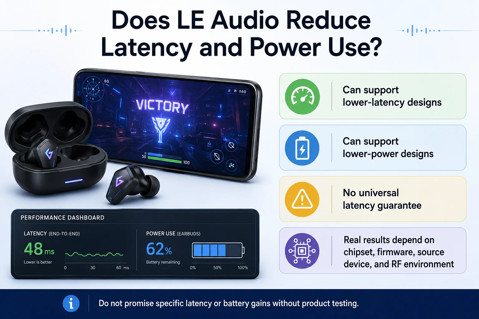 Low latency Bluetooth LE Audio TWS earbuds for gaming and calls