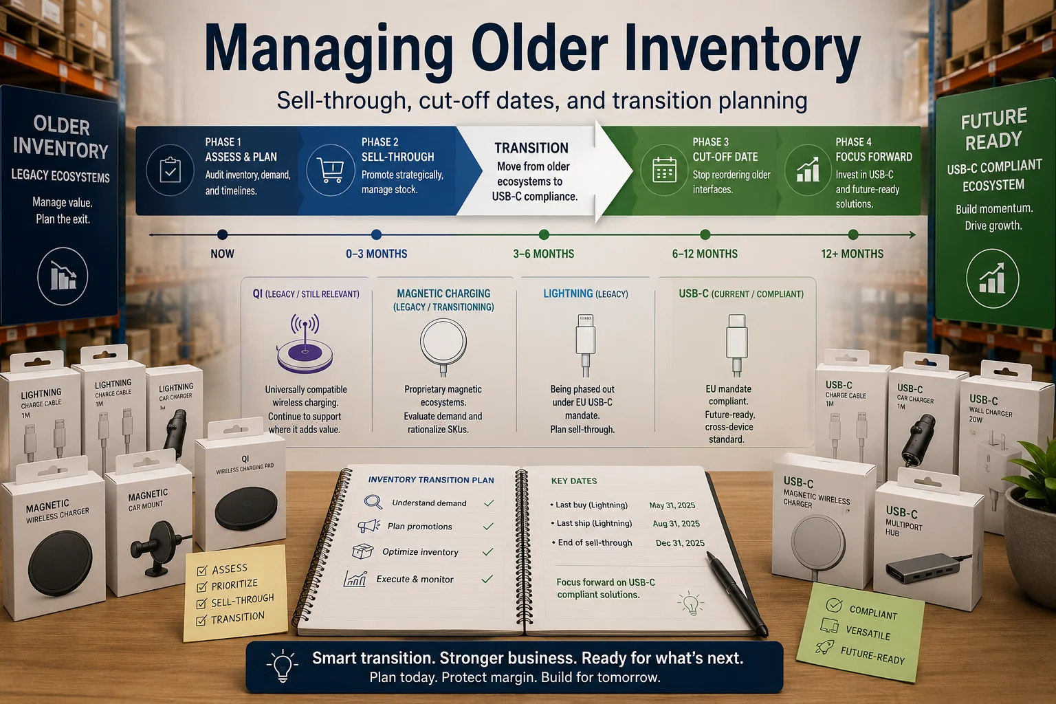 managing old Lightning inventory before USB-C deadline Old inventory USB-C transition