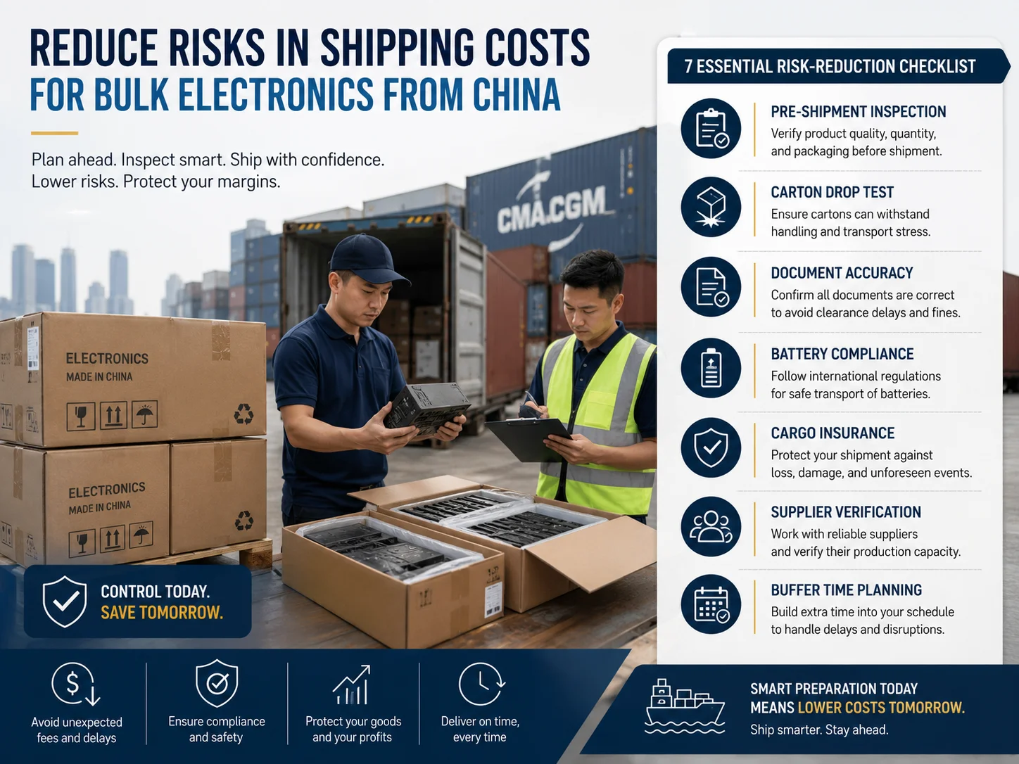 Electronics export risk reduction Reduce risks in shipping costs for bulk electronics from China