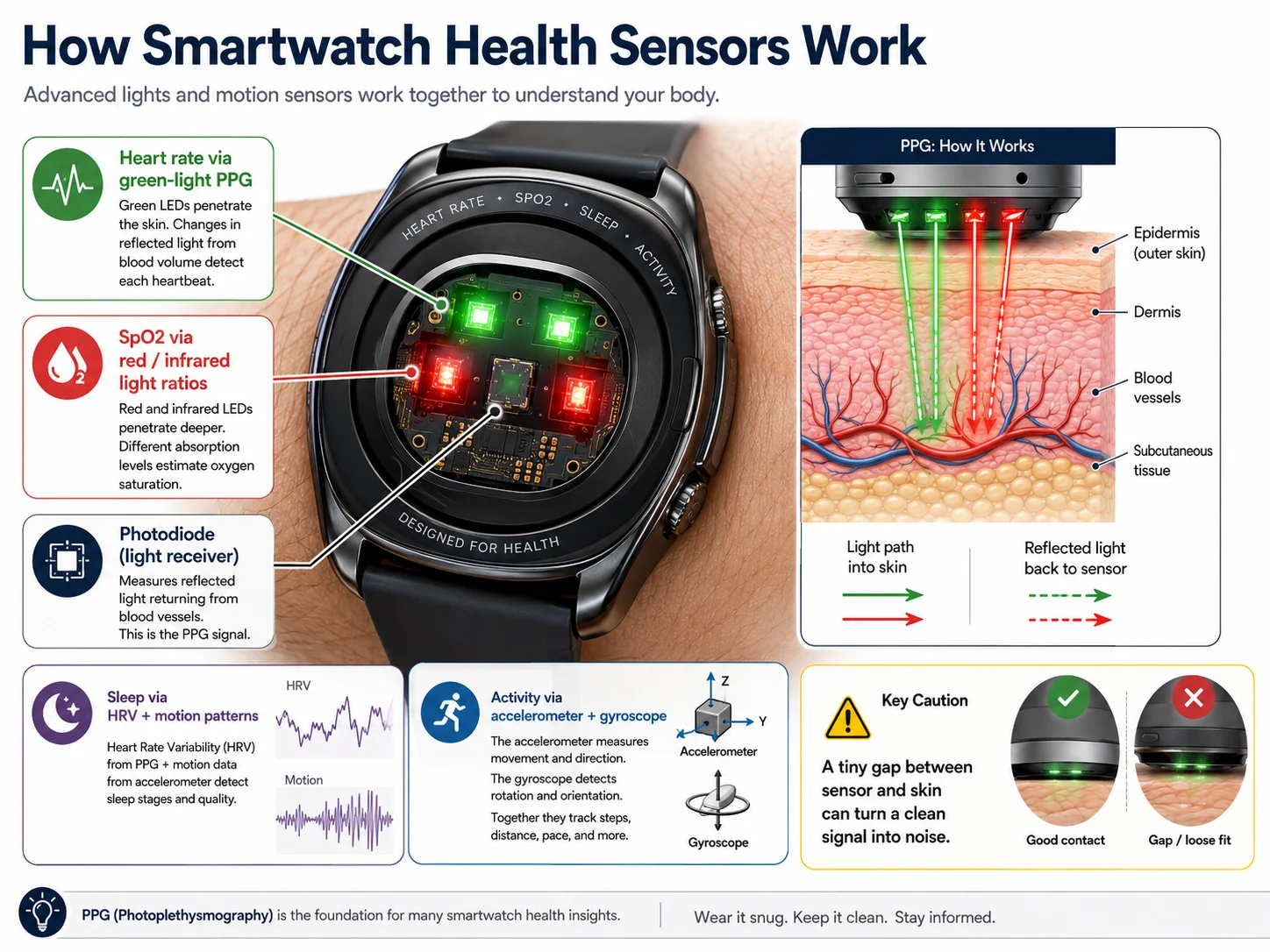 diagram of optical heart rate sensor working principle on wrist