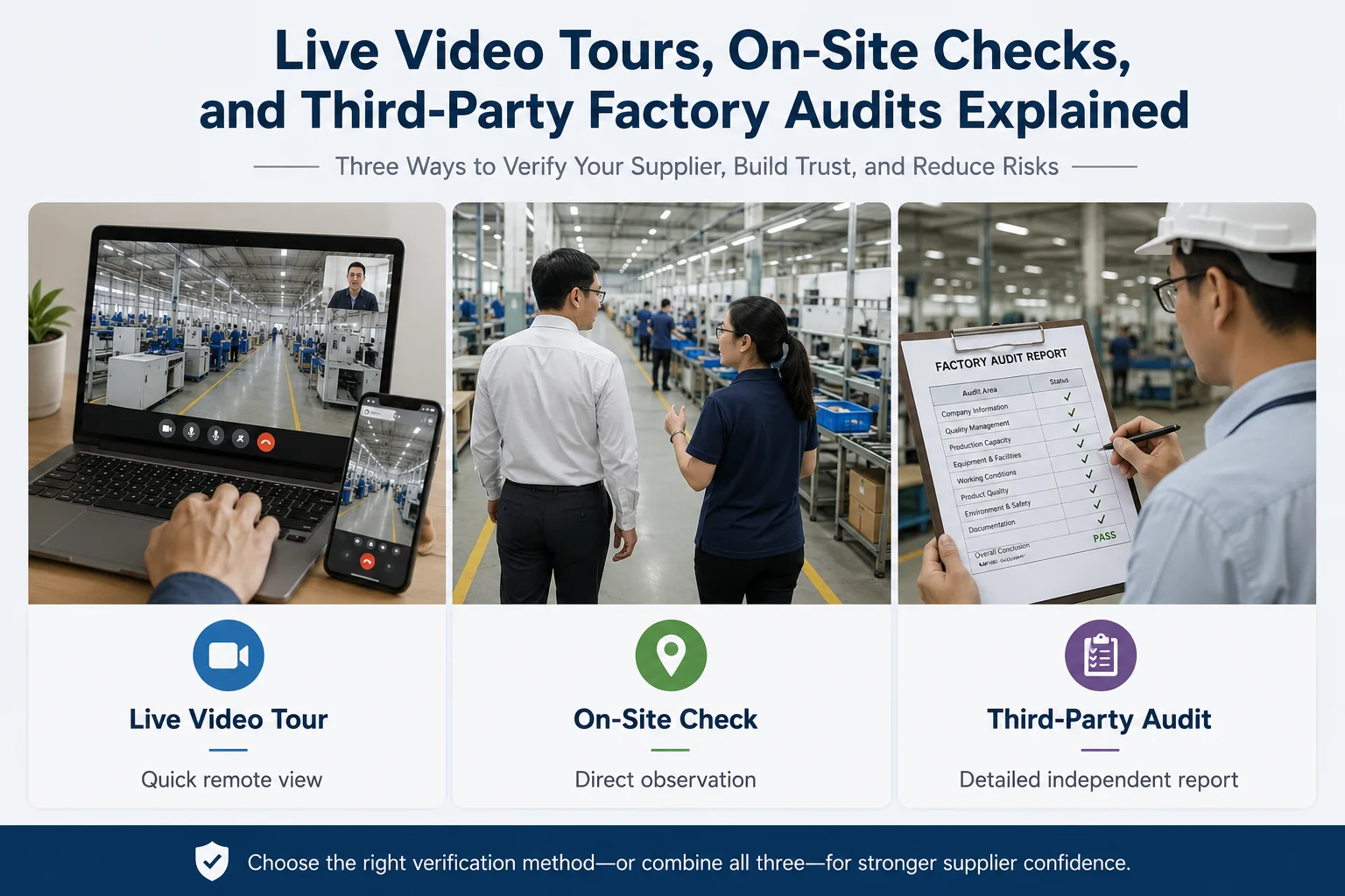 Factory Inspection Methods live video tour and third party audit