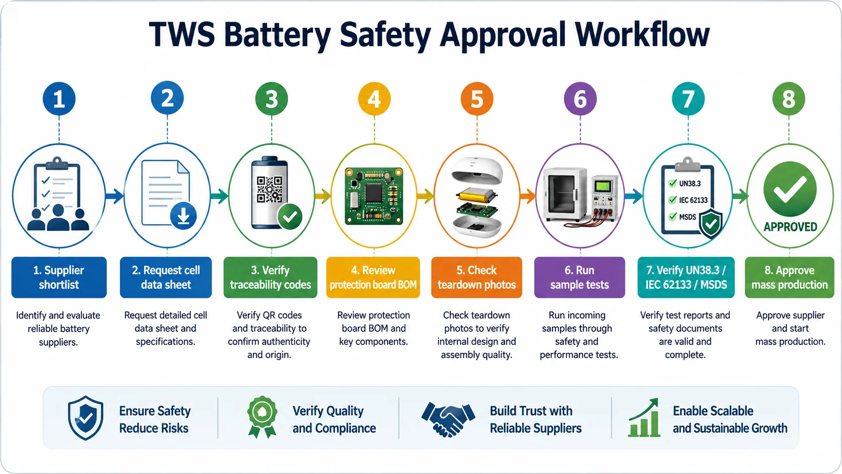 TWS earbud bulk packaging with battery safety labels