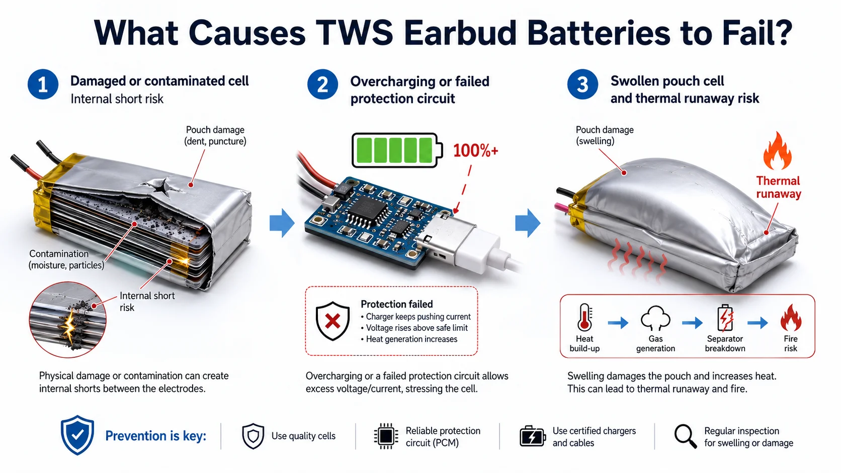 comparison of high quality and low quality TWS battery protection boards