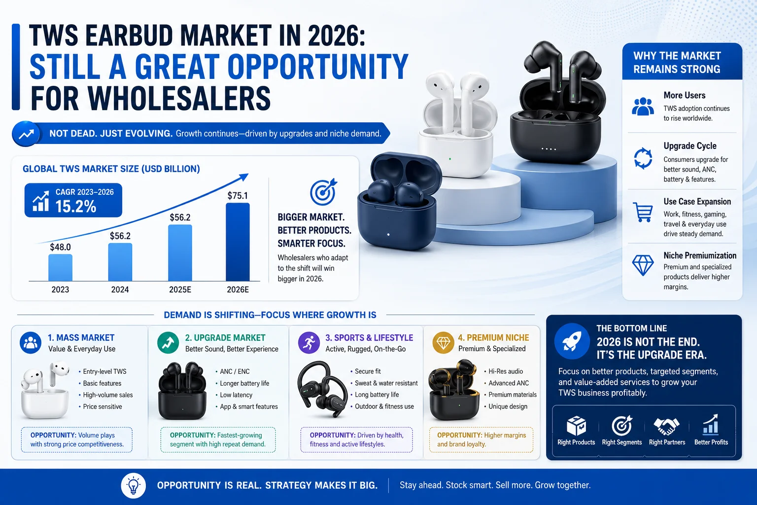 TWS Earbud Market Opportunity 2026 Chart showing TWS earbud market growth and segmentation