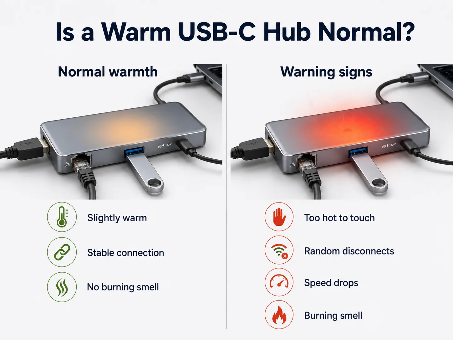 Is a warm USB-C hub normal USB-C hub normal warmth versus overheating warning signs