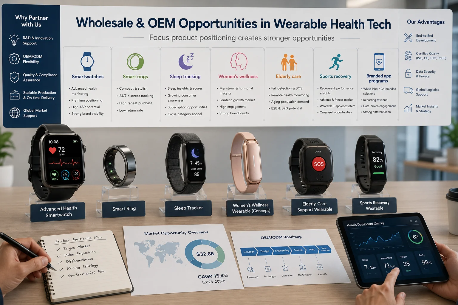 Wholesale wearable technology OEM health smartwatch opportunities