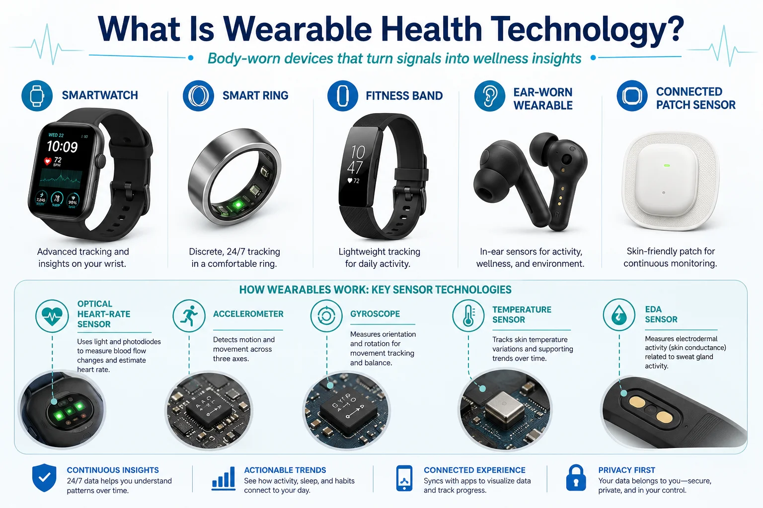 Wearable health devices sensors smartwatch ring tracker