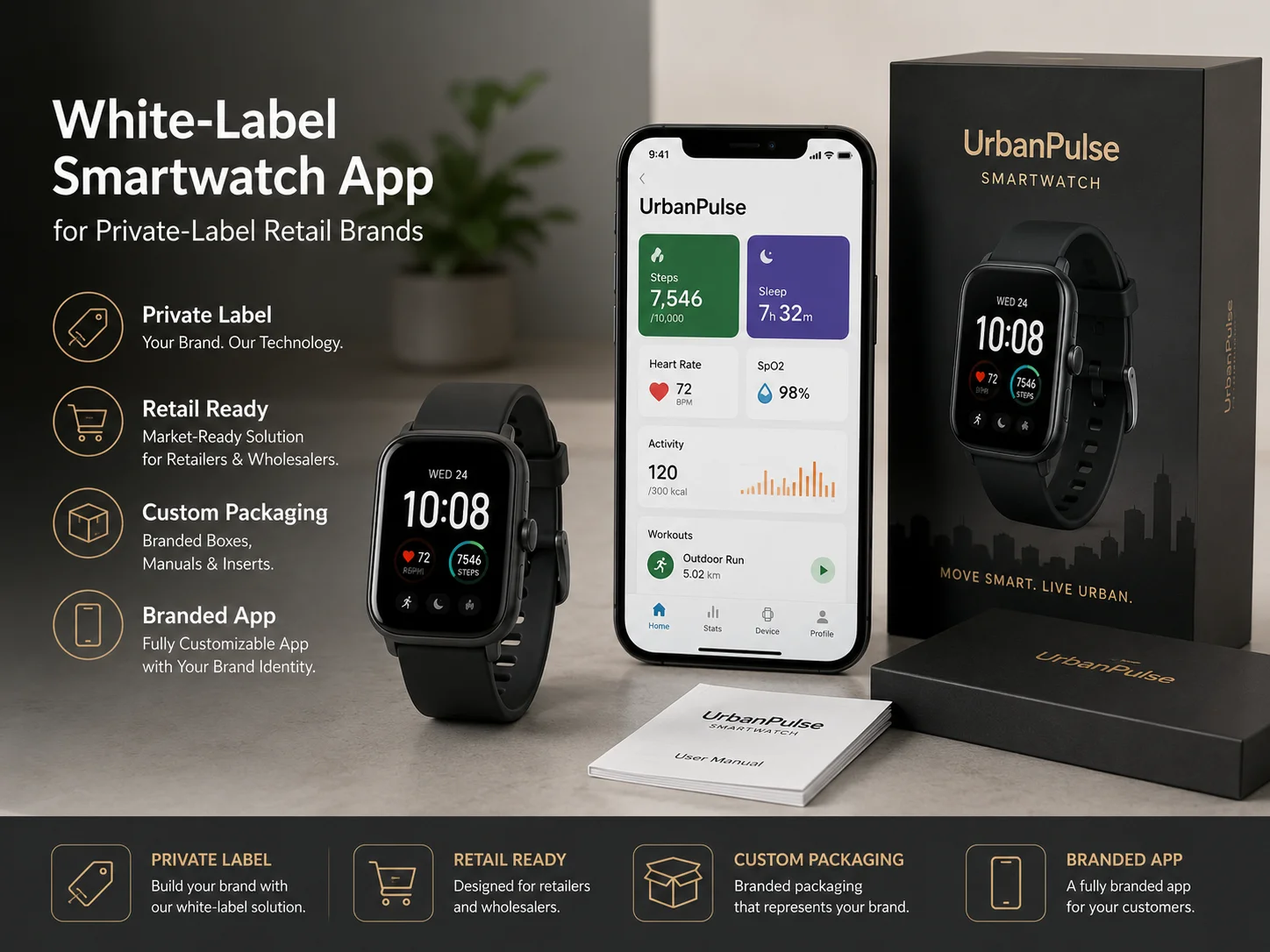 Private-label smartwatch companion app White-label smartwatch app for private-label retail brand