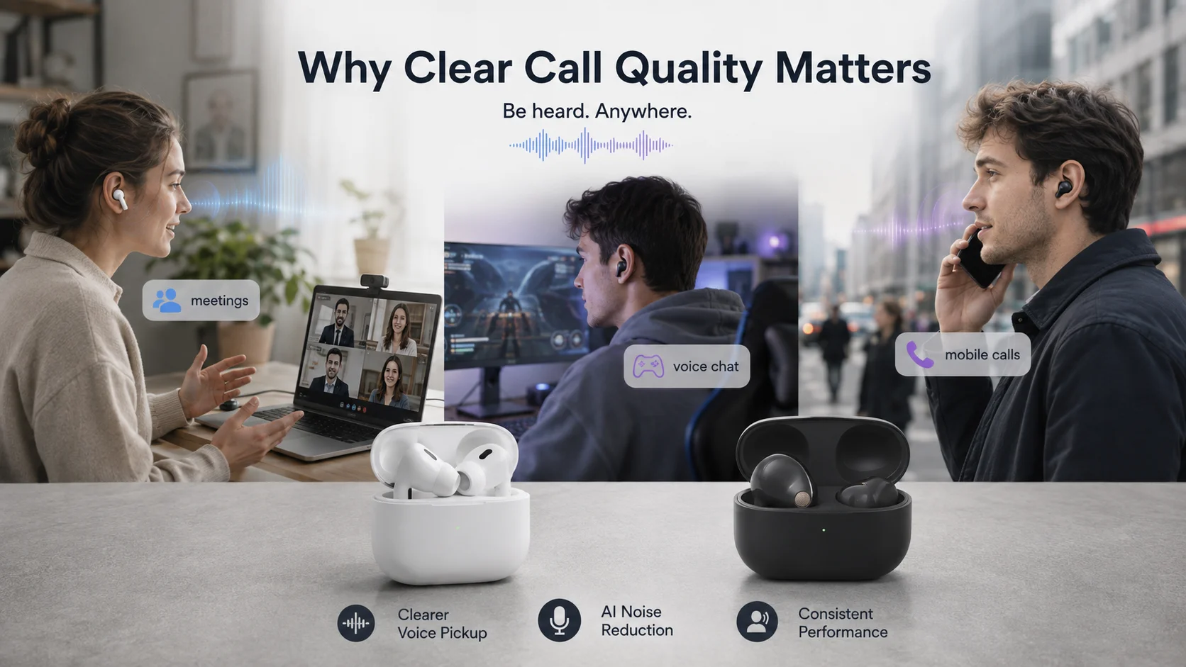 Clear call TWS earbuds with ENC microphone design for wholesale buyers