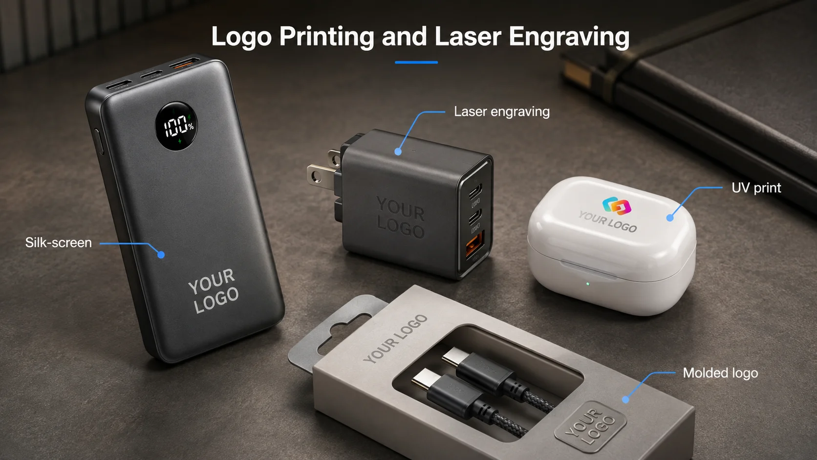 Wholesale 3C electronics for corporate gifting with logo printing and laser engraving