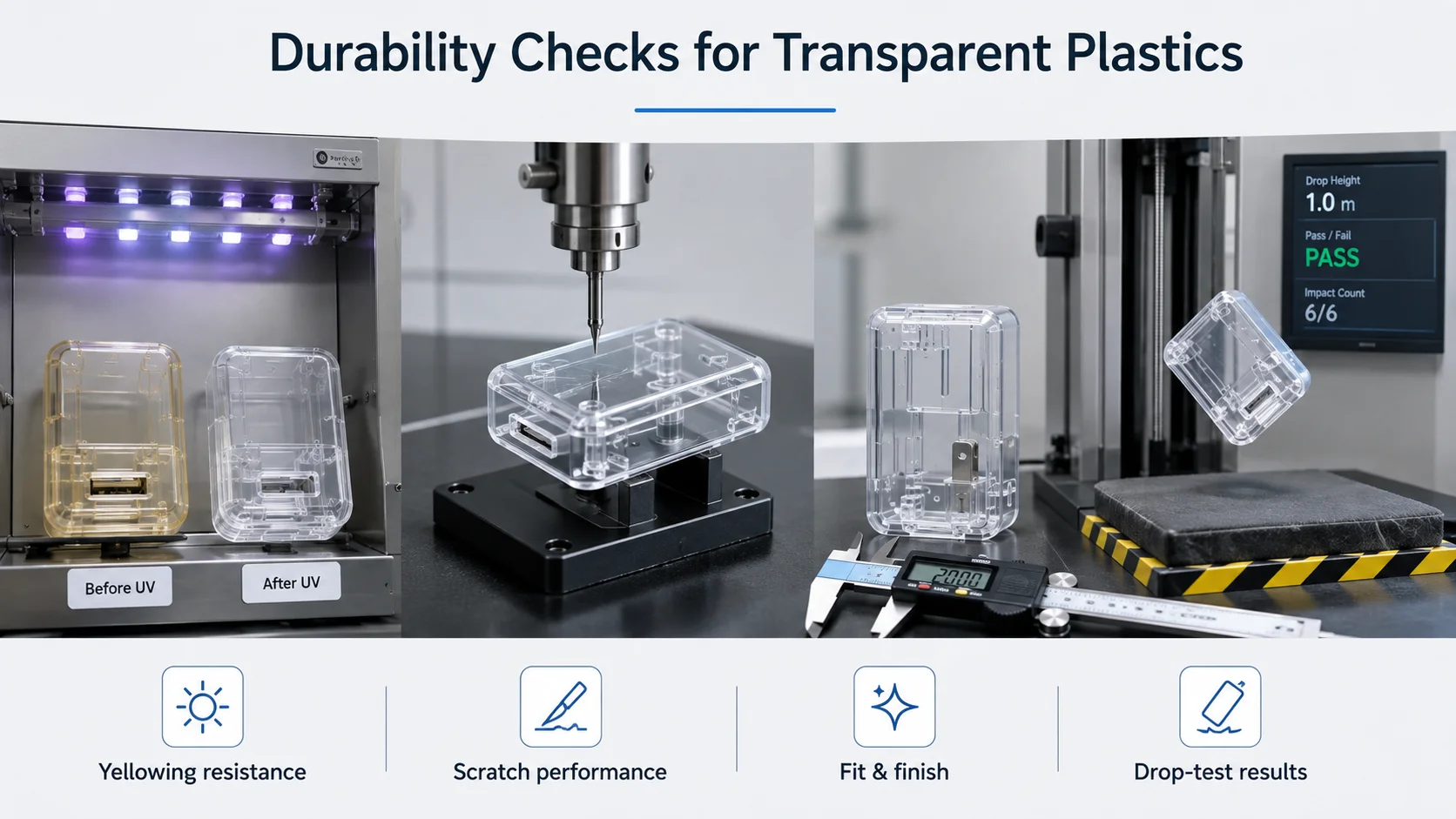 Transparent Electronics Durability Checks Transparent 3C accessories durability and scratch testing for wholesale quality control