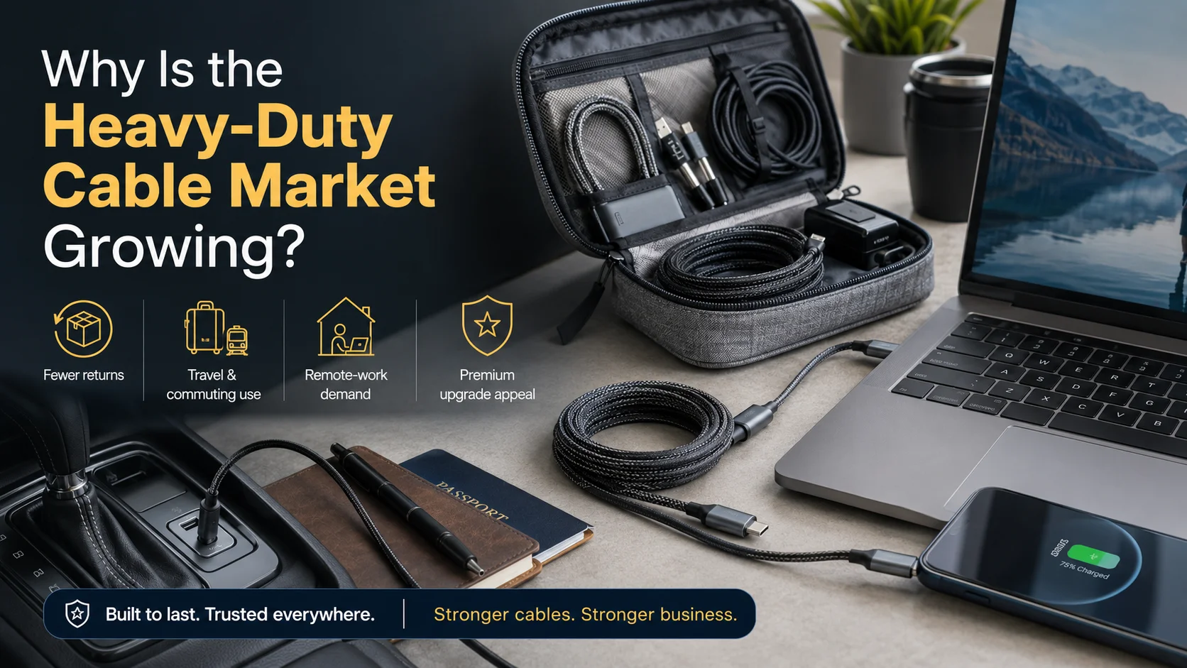 Heavy-Duty USB-C Cable Retail Range Heavy-duty Kevlar-reinforced USB-C cables for retail displays