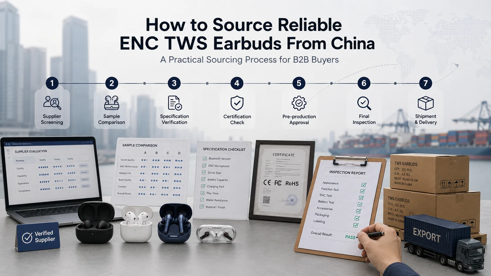 Sourcing ENC TWS earbuds from China with supplier verification and quality control