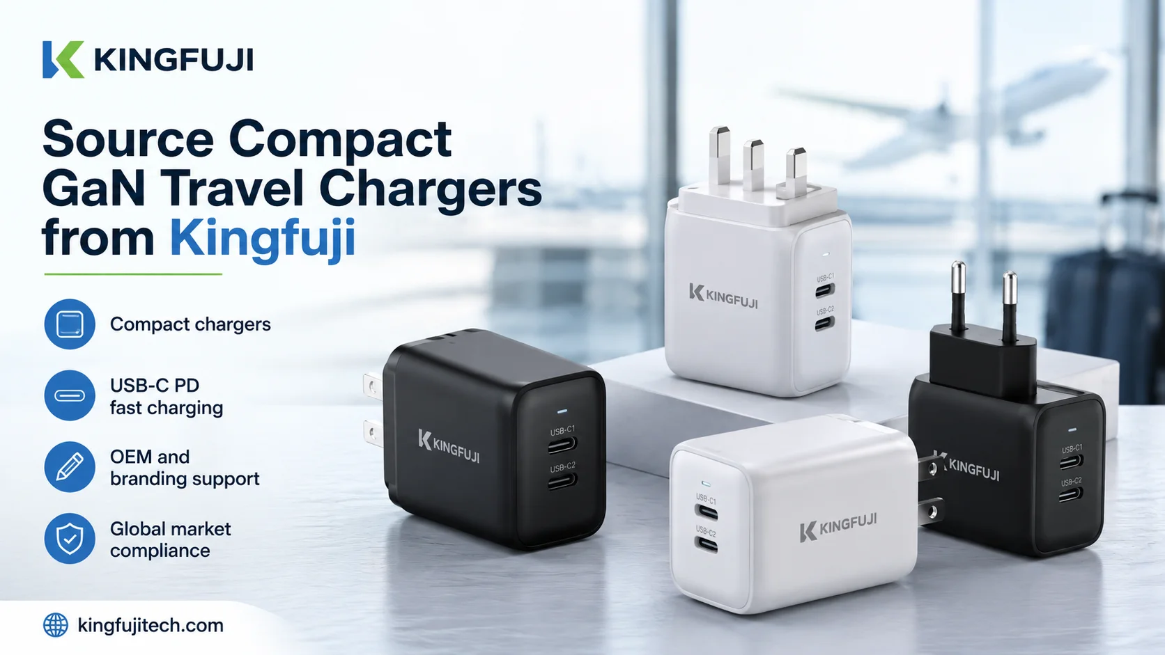 Kingfuji OEM travel chargers wholesale Kingfuji OEM GaN travel chargers for wholesale buyers