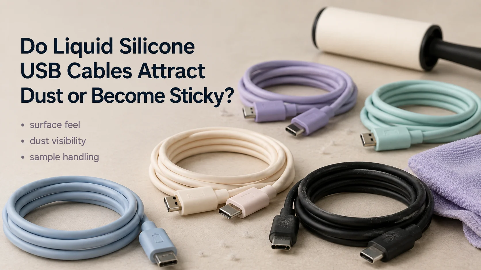 Liquid silicone USB cables with matte finish for sample appearance inspection