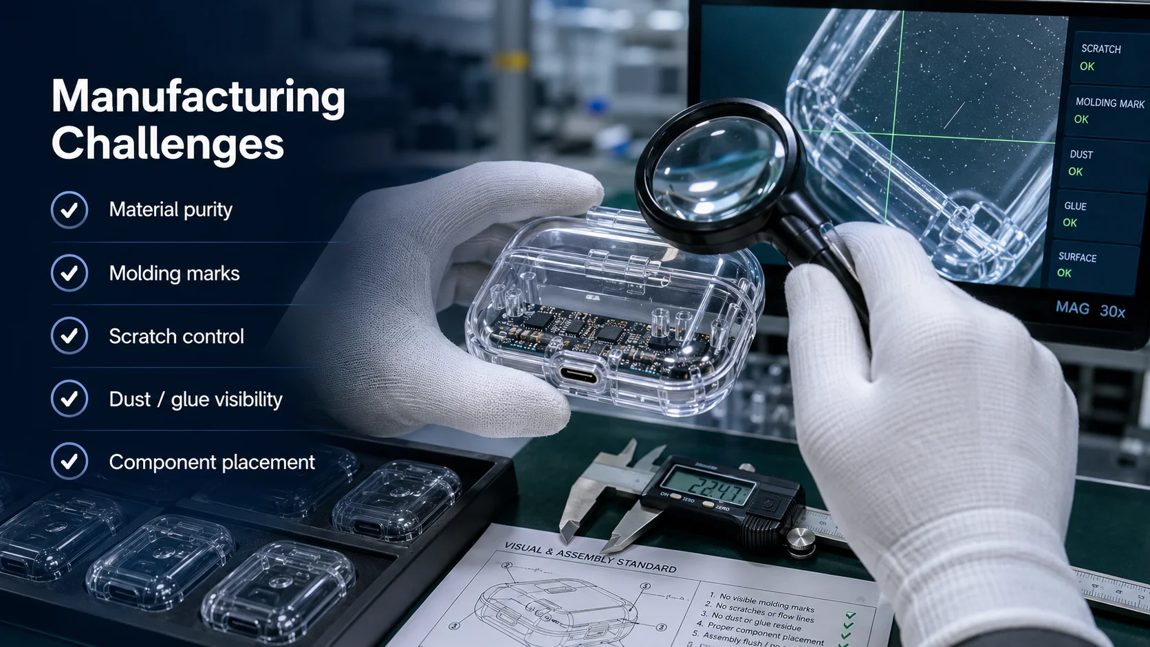 Transparent Electronics Manufacturing Quality Transparent electronic housing quality inspection for OEM 3C accessories