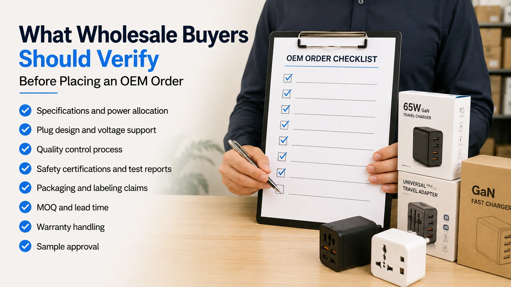 OEM travel charger quality control OEM travel chargers for digital nomads quality control inspection