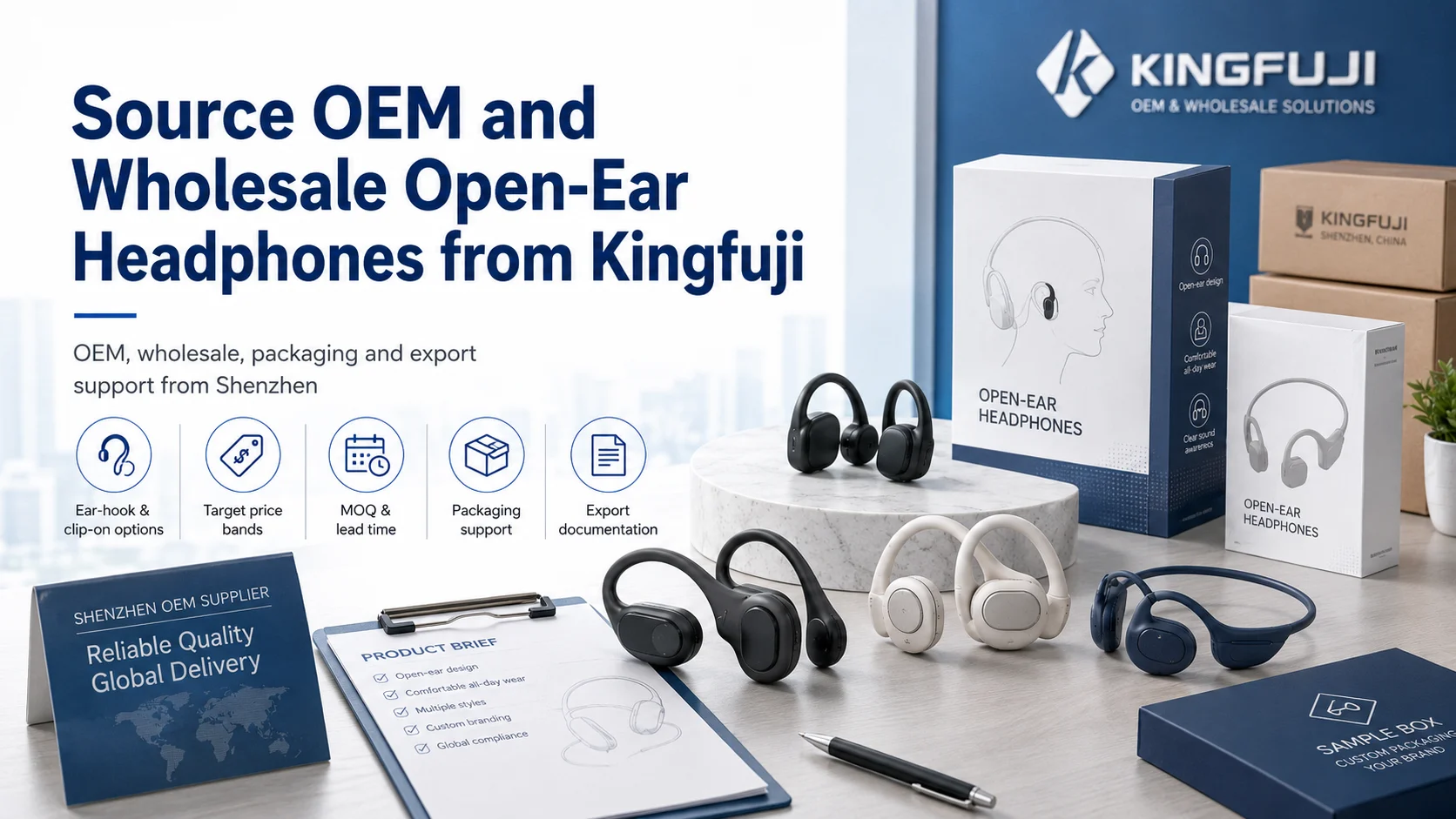 Kingfuji OEM open-ear headphones manufacturer in Shenzhen