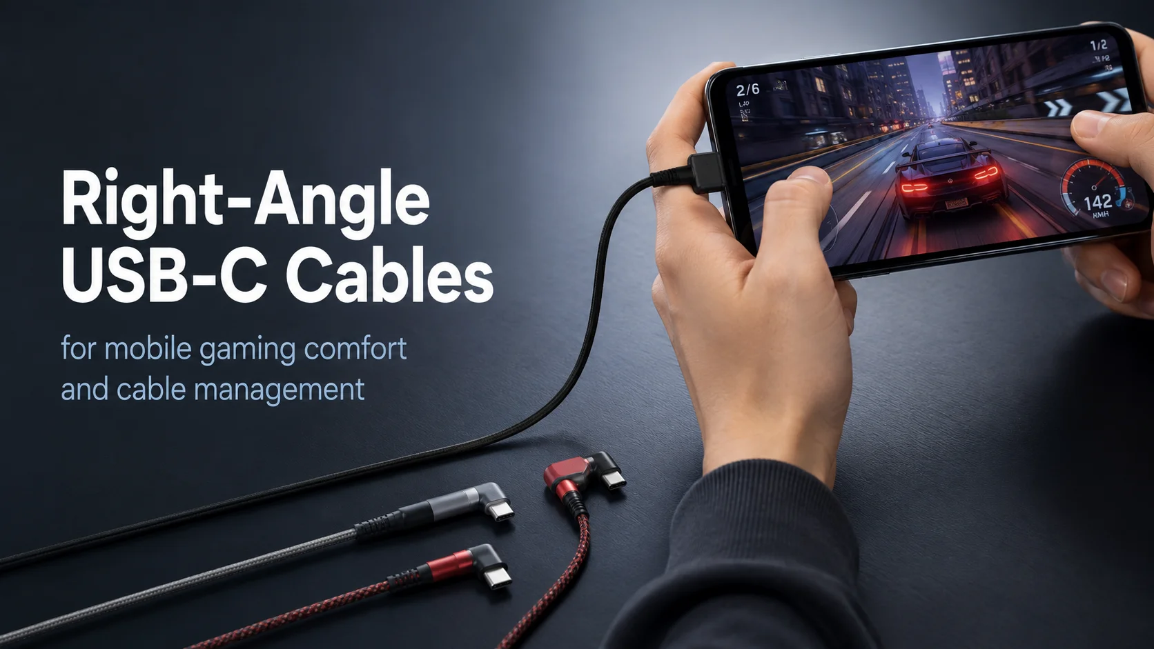 Right-angle USB-C cables for mobile gaming and wholesale retail