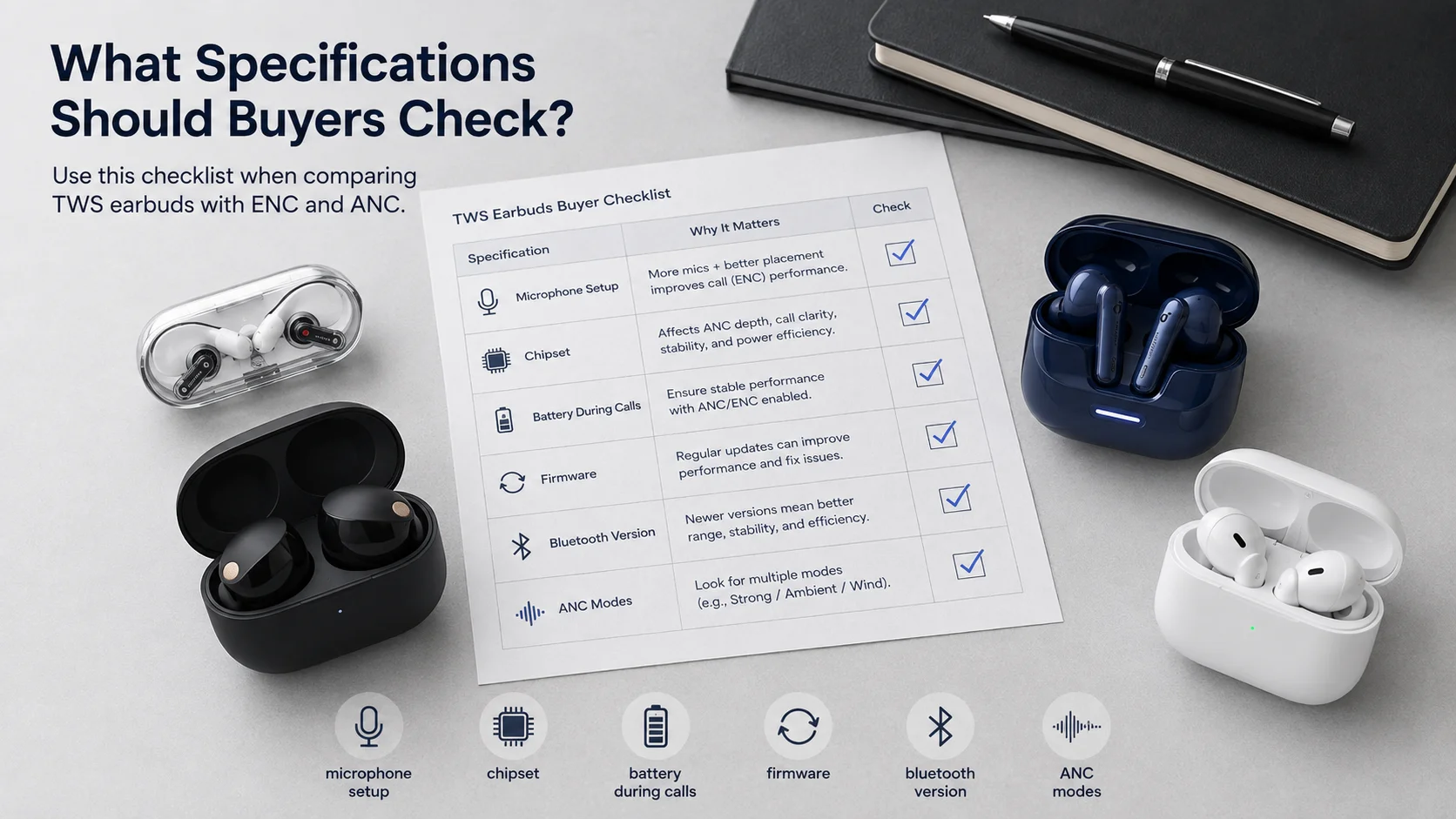 ENC vs ANC in TWS earbuds specification checklist for buyers