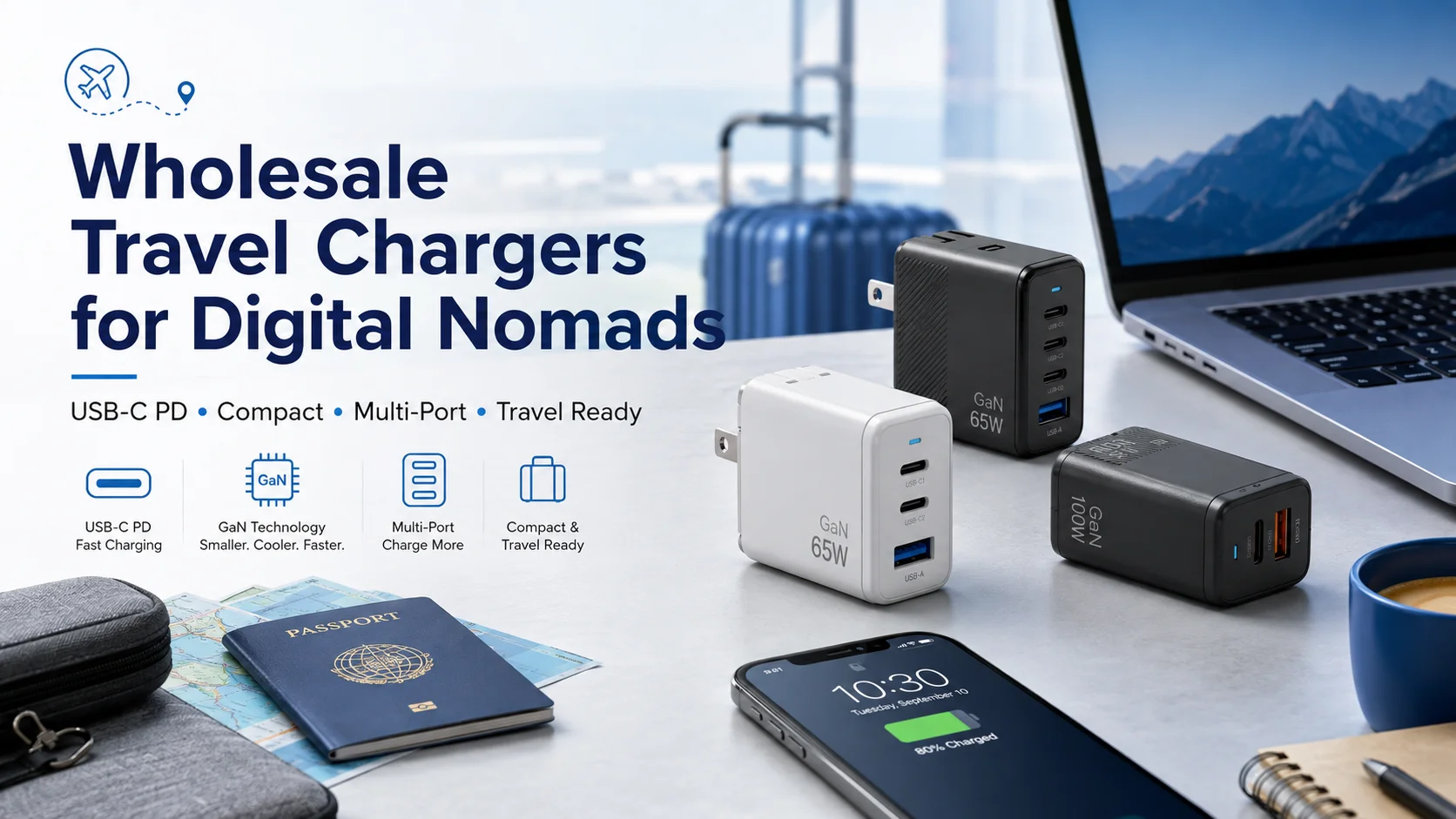 Wholesale travel chargers for digital nomads Wholesale travel chargers for digital nomads with USB-C PD ports