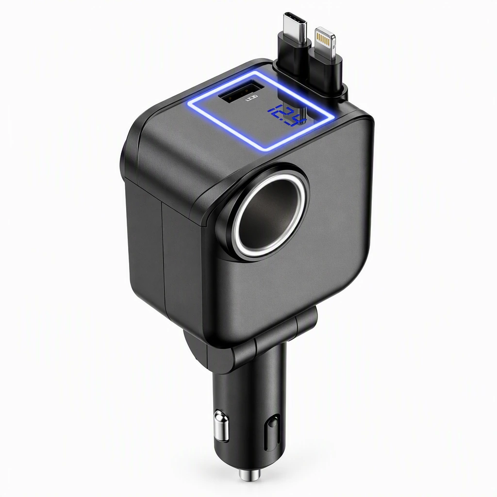 KINGFUJI F13 60W Retractable Car Charger